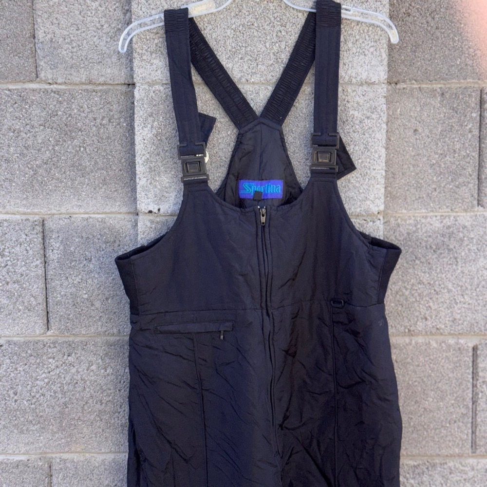 Vintage Sportina Black ski Bib Snow Bib Overalls Plus Size 16 XL